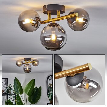 Chehalis Deckenleuchte Glas 10 cm und 12 cm Gold, Schwarz, 3-flammig