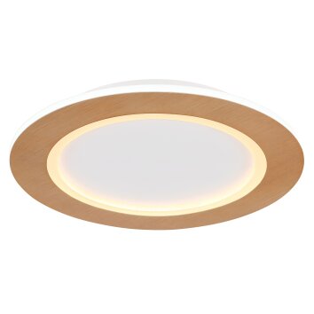 Globo CLAY Deckenleuchte LED Holzoptik, Weiß, 1-flammig