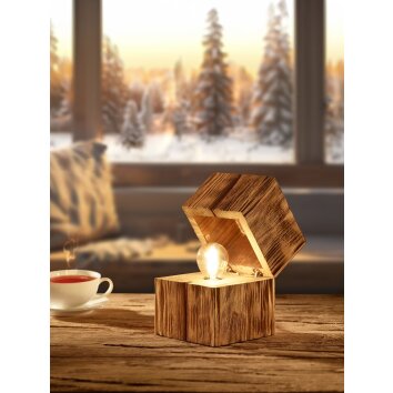 Trio TREASURE Tischleuchte LED Holz hell, 1-flammig