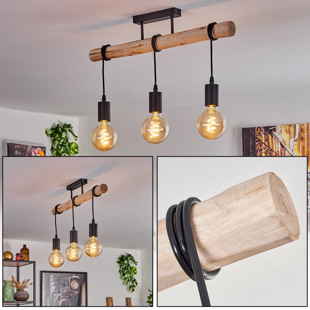 Soungou Deckenleuchte Naturfarben, Schwarz, 3-flammig main product photo