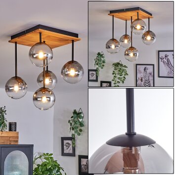 Chehalis Deckenleuchte Glas 12 cm Naturfarben, Schwarz, 5-flammig Chehalis Deckenleuchte Glas 12 cm Naturfarben, Schwarz, 5-flammig