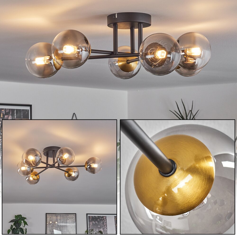 Chehalis Deckenleuchte Glas 10 cm Gold, Schwarz, 6-flammig main product photo