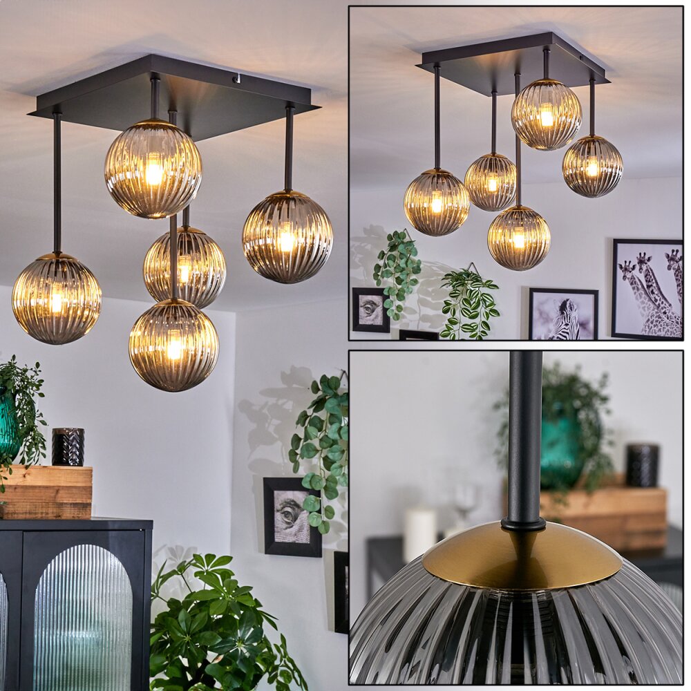 Chehalis Deckenleuchte Glas 12 cm Gold, Schwarz, 5-flammig main product photo