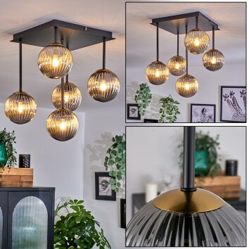 Chehalis Deckenleuchte Glas 12 cm Gold, Schwarz, 5-flammig