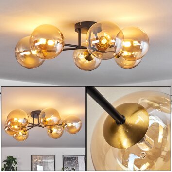 Chehalis Deckenleuchte Glas 15 cm Gold, Schwarz, 6-flammig Chehalis Deckenleuchte Glas 15 cm Gold, Schwarz, 6-flammig