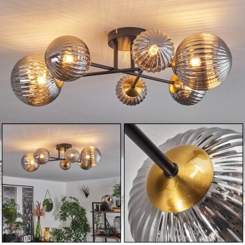 Chehalis Deckenleuchte Glas 10 cm, 12 cm, 15 cm Gold, Schwarz, 6-flammig Chehalis Deckenleuchte Glas 10 cm, 12 cm, 15 cm Gold, Schwarz, 6-flammig