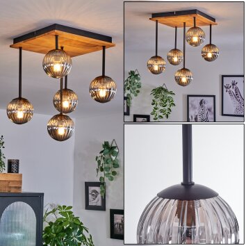 Chehalis Deckenleuchte Glas 10 cm Naturfarben, Schwarz, 5-flammig Chehalis Deckenleuchte Glas 10 cm Naturfarben, Schwarz, 5-flammig