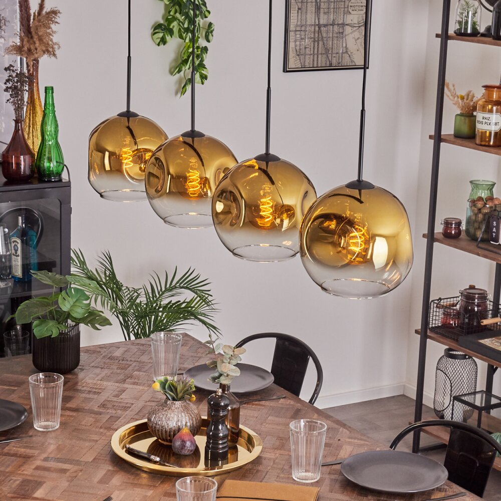 Ripoll Hängeleuchte Glas 25 cm Gold, Klar, 4-flammig main product photo