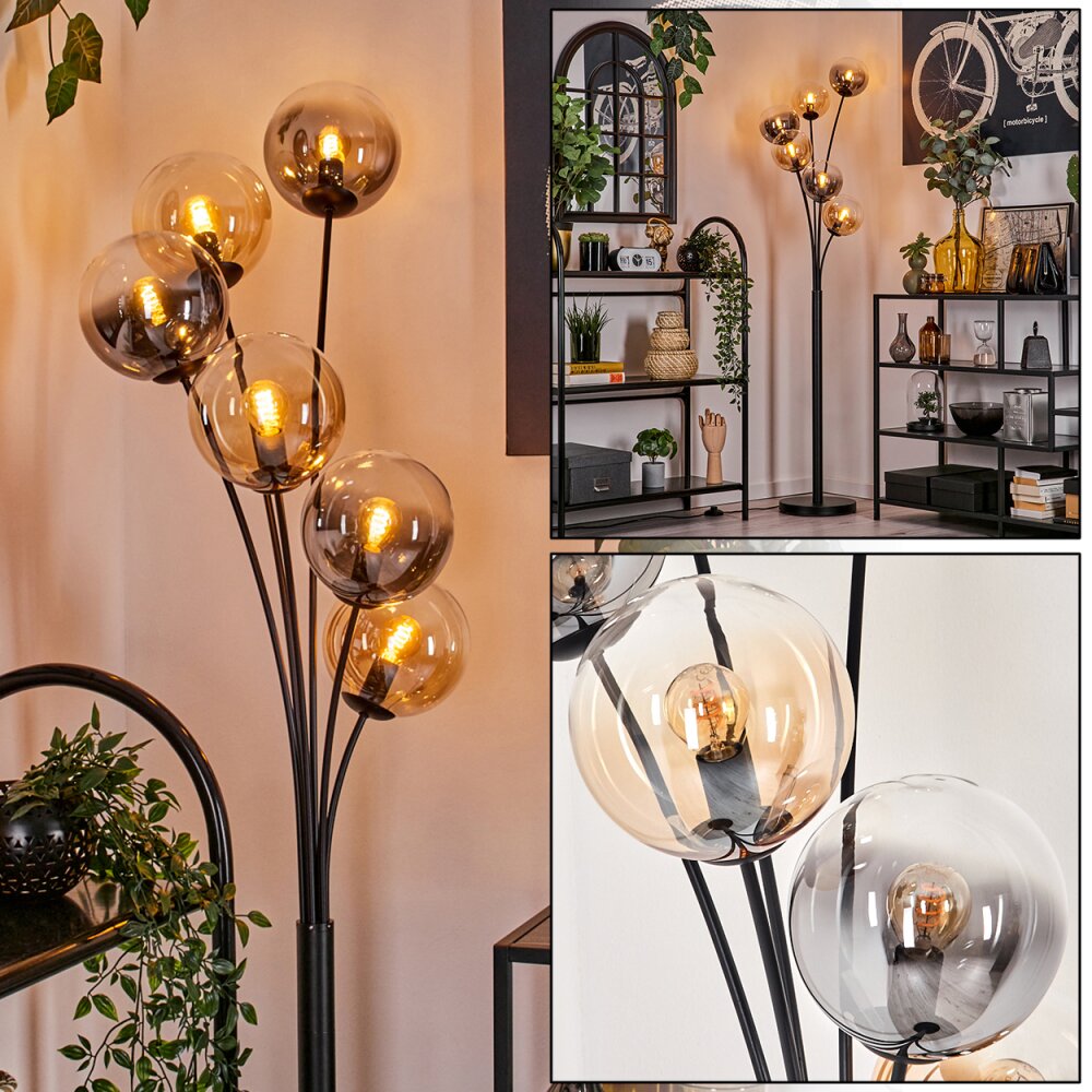 Gastor Stehleuchte Glas 15 cm Bernsteinfarben, Klar, Rauchfarben, 6-flammig main product photo