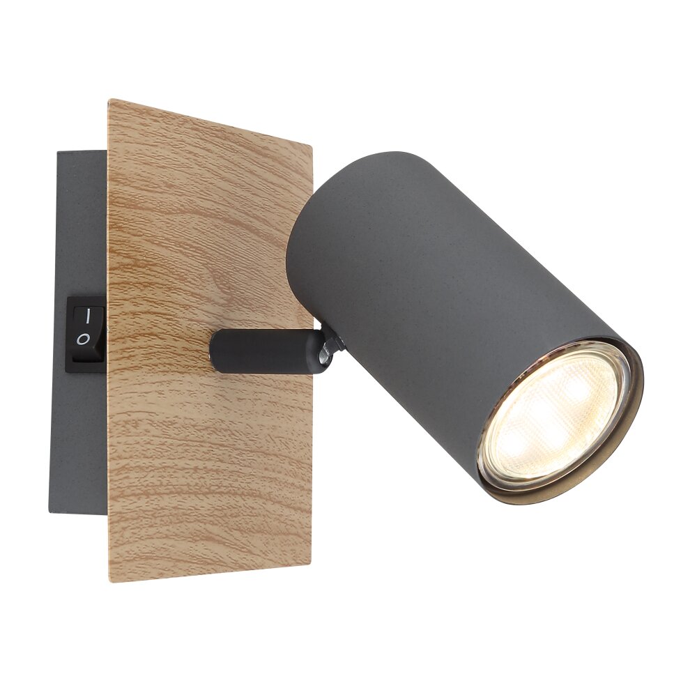 Globo ROBBY Wandleuchte Holz dunkel, Schwarz, 1-flammig main product photo