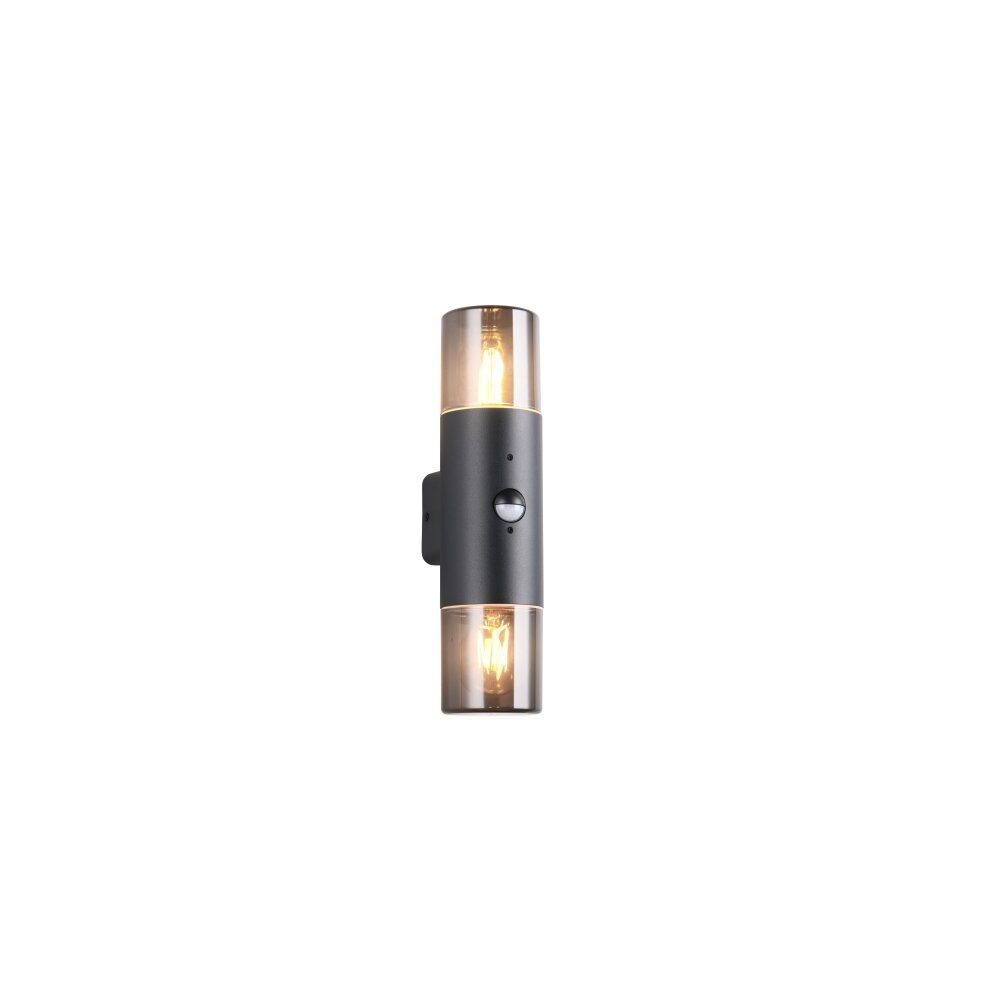 Trio HOOSIC Wandleuchte Schwarz, 2-flammig, Bewegungsmelder main product photo