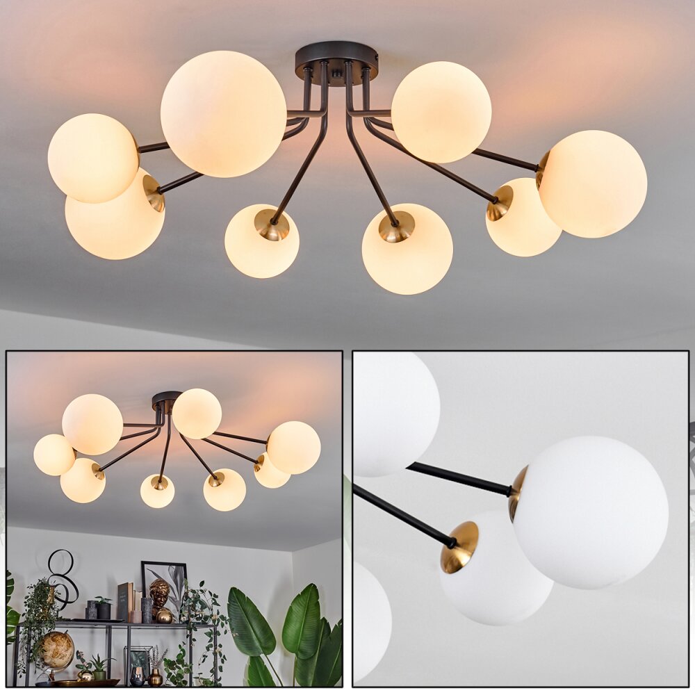 Chehalis Deckenleuchte Glas 12 cm, 15 cm Gold, Schwarz, 8-flammig main product photo