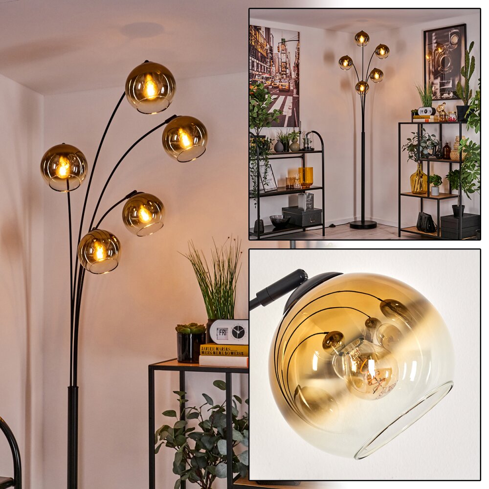 Koyoto Stehleuchte Glas 15 cm Gold, Klar, 5-flammig main product photo