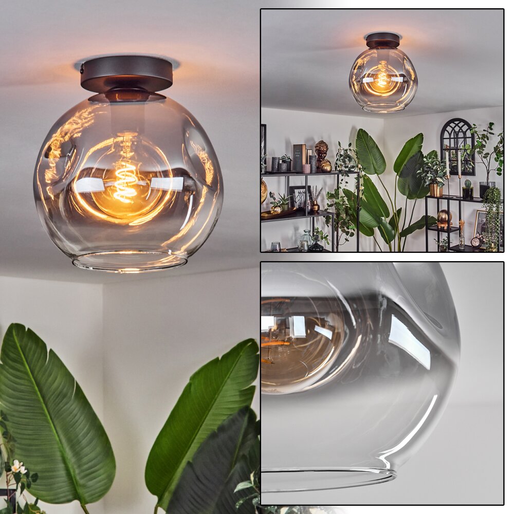 Ripoll Deckenleuchte Glas 25 cm Klar, Rauchfarben, 1-flammig main product photo