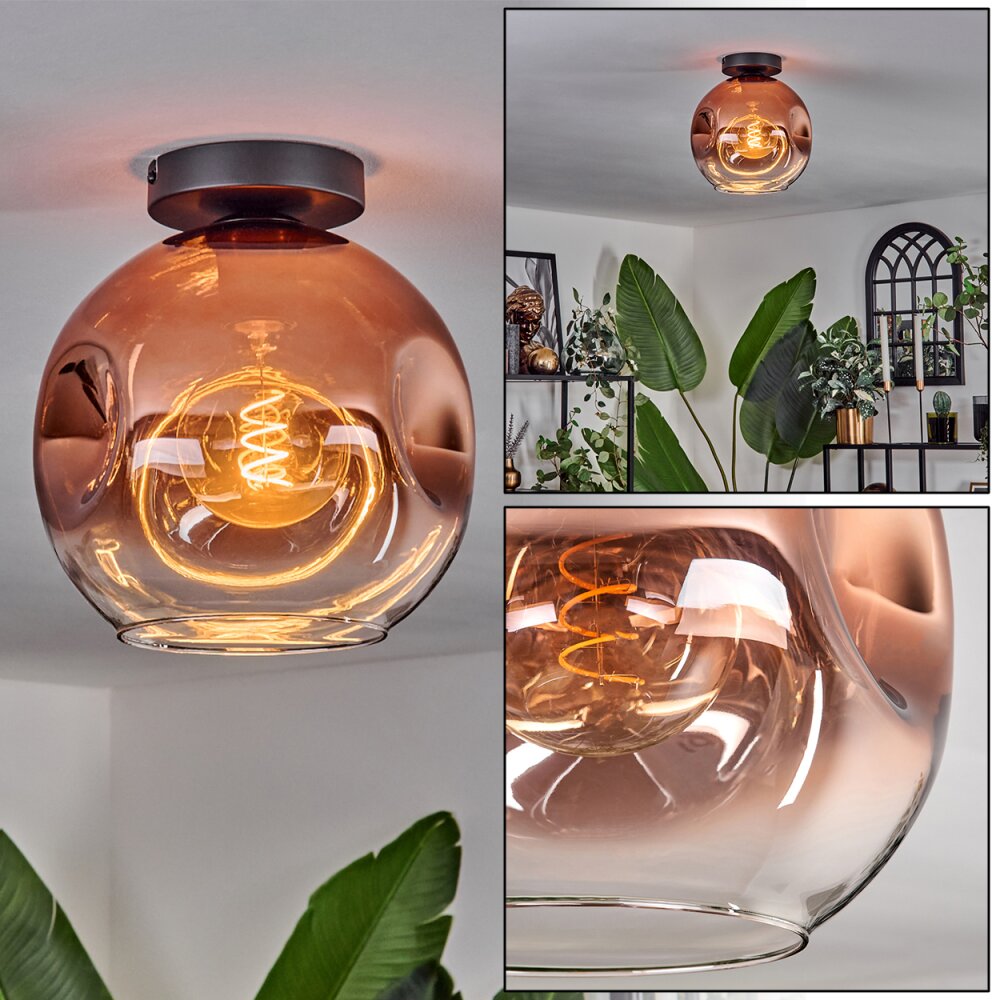 Ripoll Deckenleuchte Glas 25 cm Klar, Kupferfarben, 1-flammig main product photo