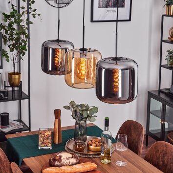 Lauden Hängeleuchte Glas 25 cm Bernsteinfarben, Chrom, 3-flammig Lauden Hängeleuchte Glas 25 cm Bernsteinfarben, Chrom, 3-flammig