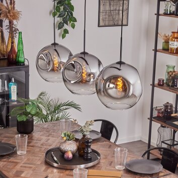 Ripoll Hängeleuchte Glas 30 cm Chrom, Klar, 3-flammig