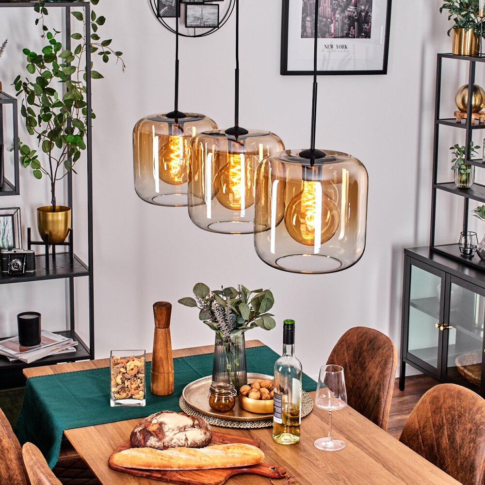 Lauden Hängeleuchte Glas 25 cm Bernsteinfarben, Klar, 3-flammig main product photo