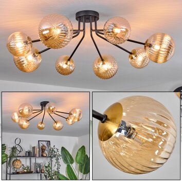 Chehalis Deckenleuchte Glas 12 cm, 15 cm Gold, Schwarz, 8-flammig Chehalis Deckenleuchte Glas 12 cm, 15 cm Gold, Schwarz, 8-flammig