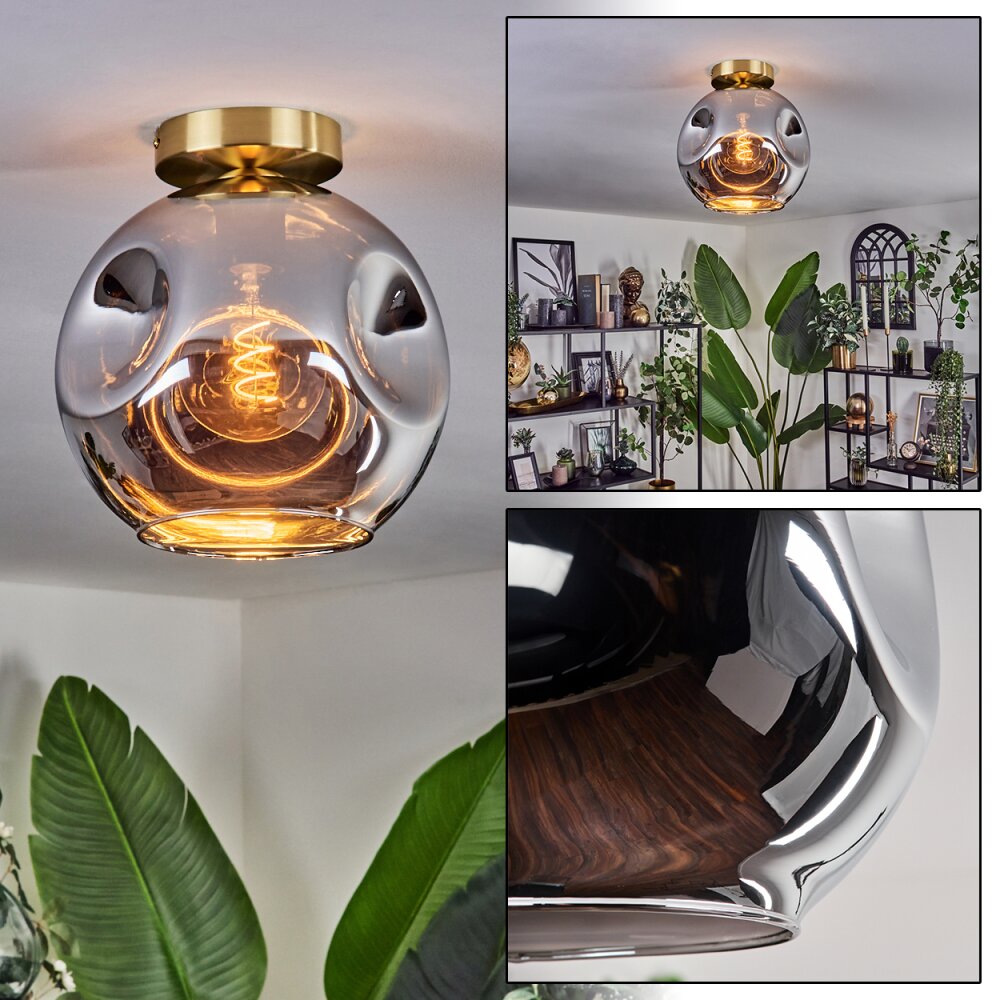 Ripoll Deckenleuchte Glas 25 cm Gold, Schwarz, 1-flammig main product photo