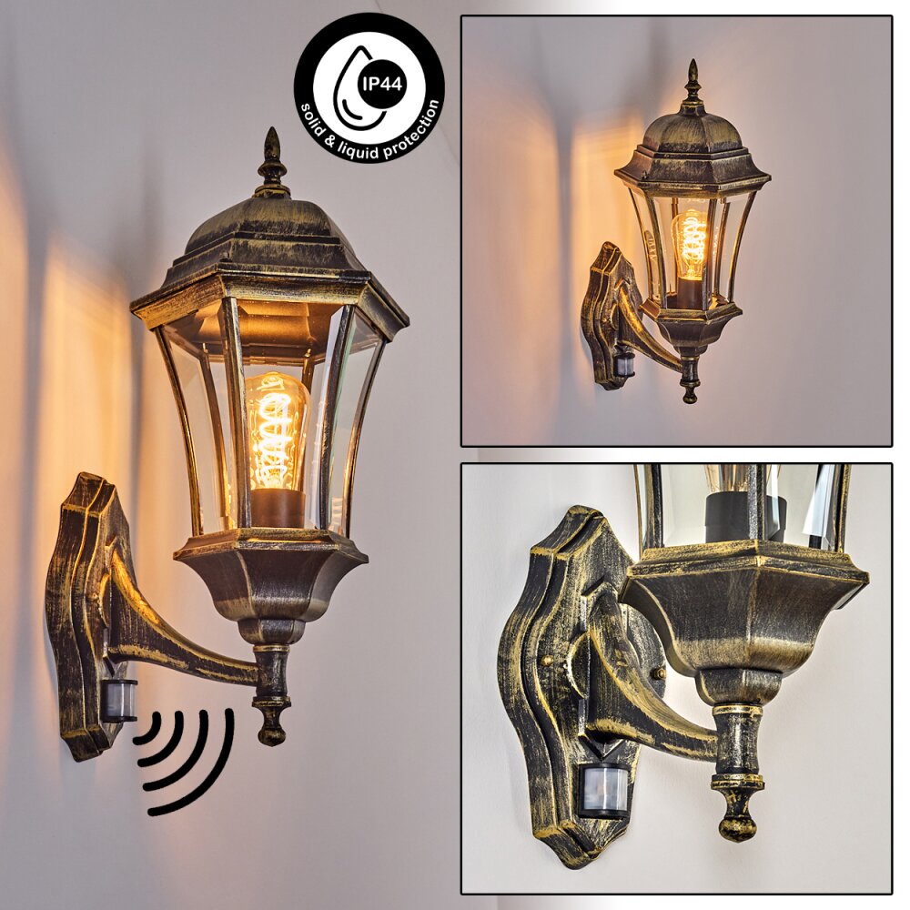Etoe Außenwandleuchte Braun, Gold, 1-flammig, Bewegungsmelder main product photo