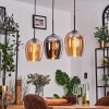 Vevino Pendelleuchte Glas 20 cm Bernsteinfarben, Chrom, 3-flammig