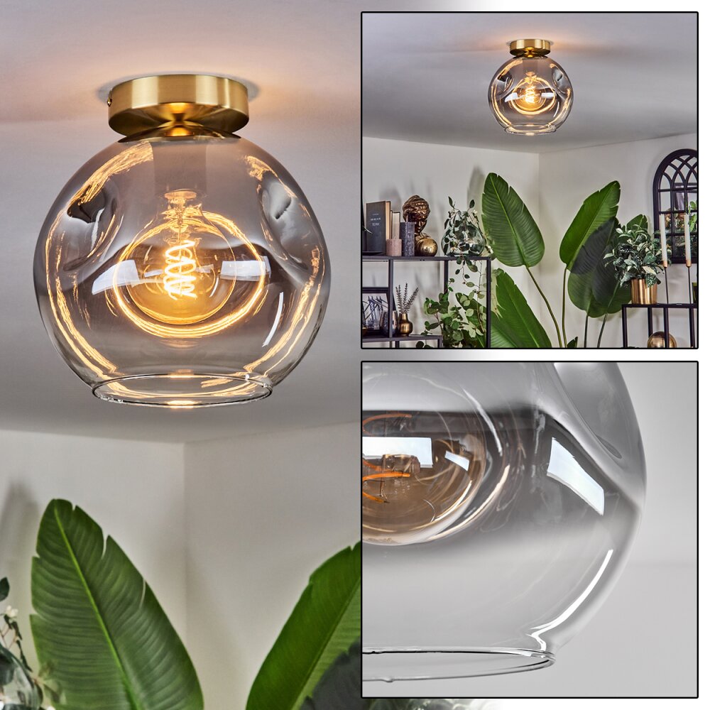 Ripoll Deckenleuchte Glas 25 cm Gold, Schwarz, 1-flammig main product photo