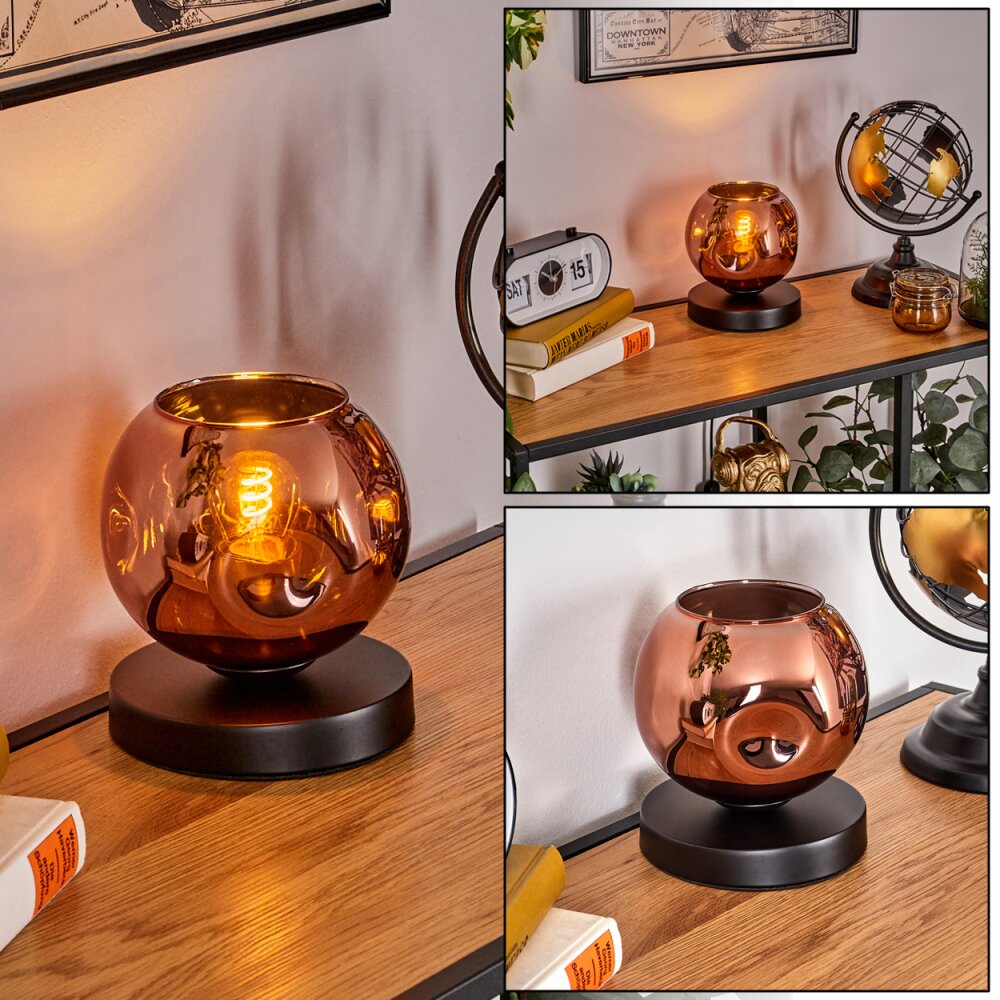 Ripoll Tischleuchte Glas 15 cm Schwarz, 1-flammig main product photo