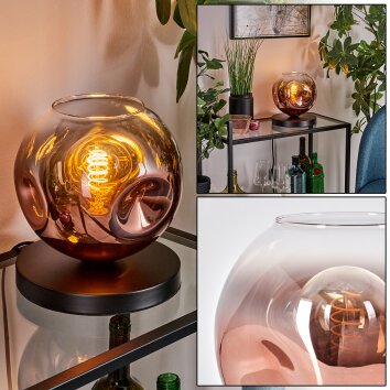 Apedo Tischleuchte Glas 20 cm Klar, Kupferfarben, 1-flammig