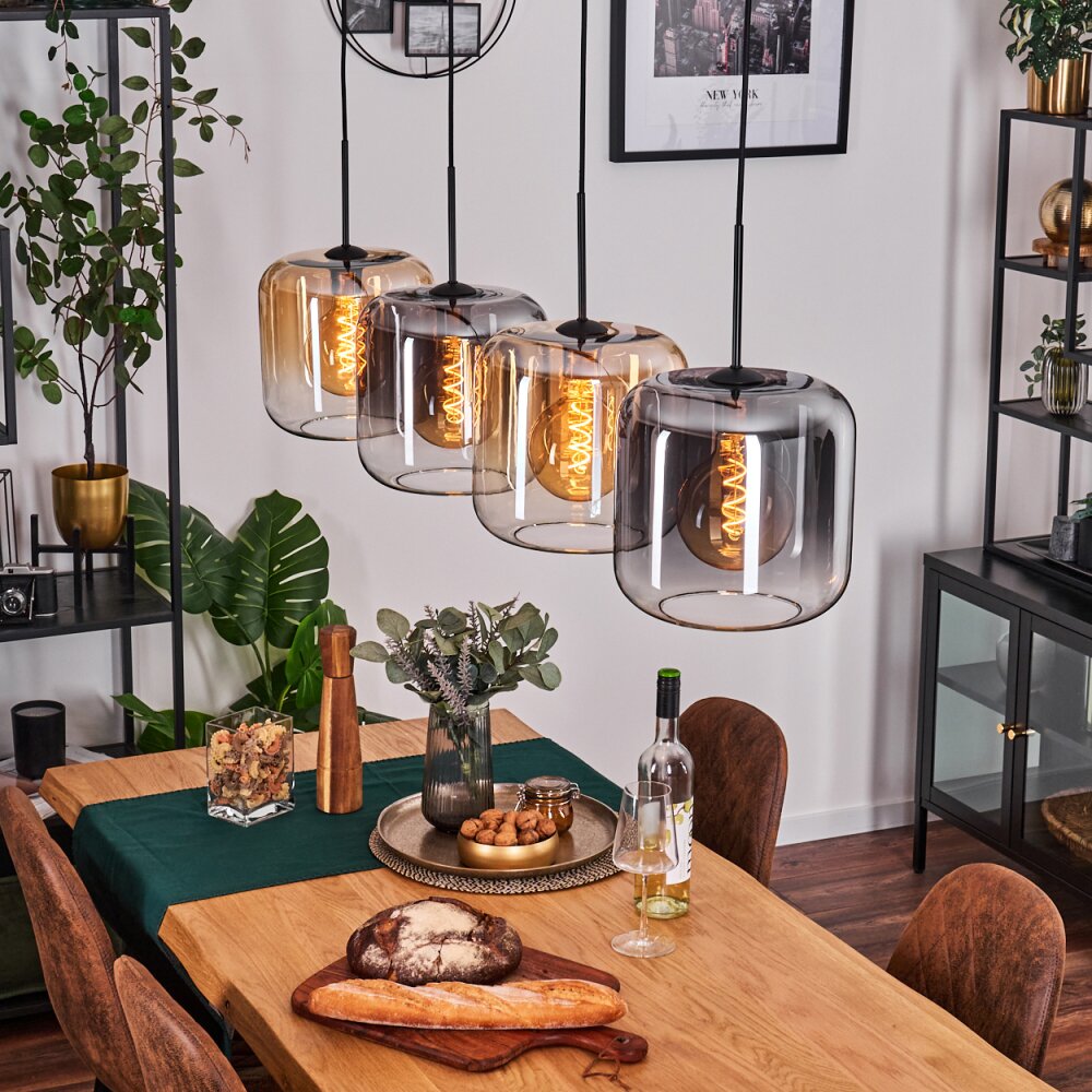 Lauden Hängeleuchte Glas 25 cm Bernsteinfarben, Klar, Rauchfarben, 4-flammig main product photo