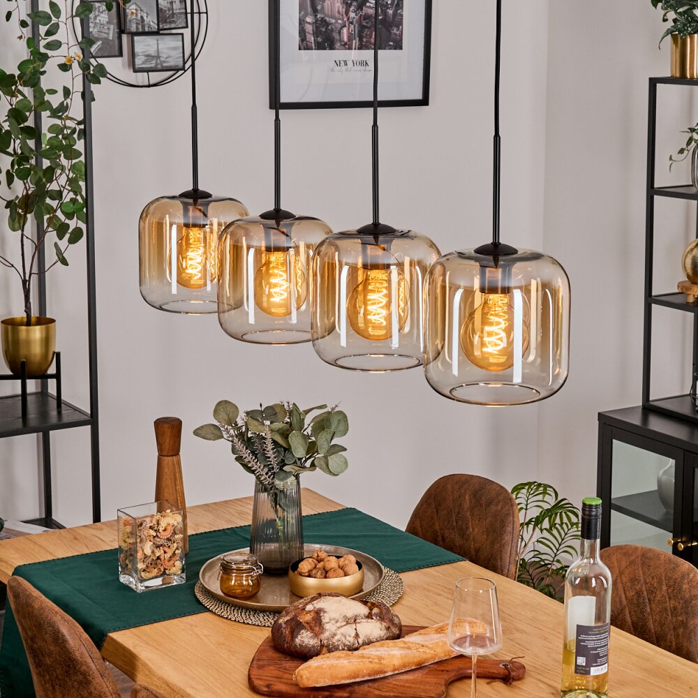 Lauden Pendelleuchte Glas 20 cm Schwarz, 4-flammig main product photo