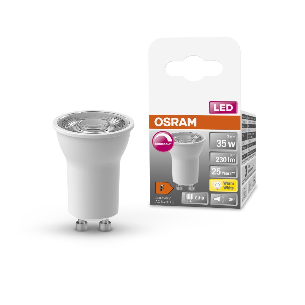 OSRAM LED Star GU10 3 Watt 230 Lumen 2700 Kelvin main product photo