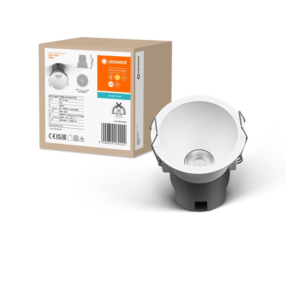 LEDVANCE Spot Twist Einbauleuchte Weiß, 1-flammig main product photo