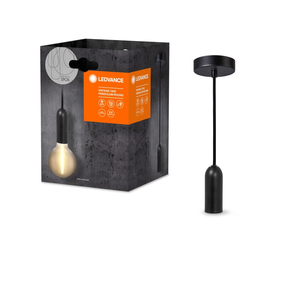 LEDVANCE Vintage 1906 Pendelleuchte Schwarz, 1-flammig main product photo