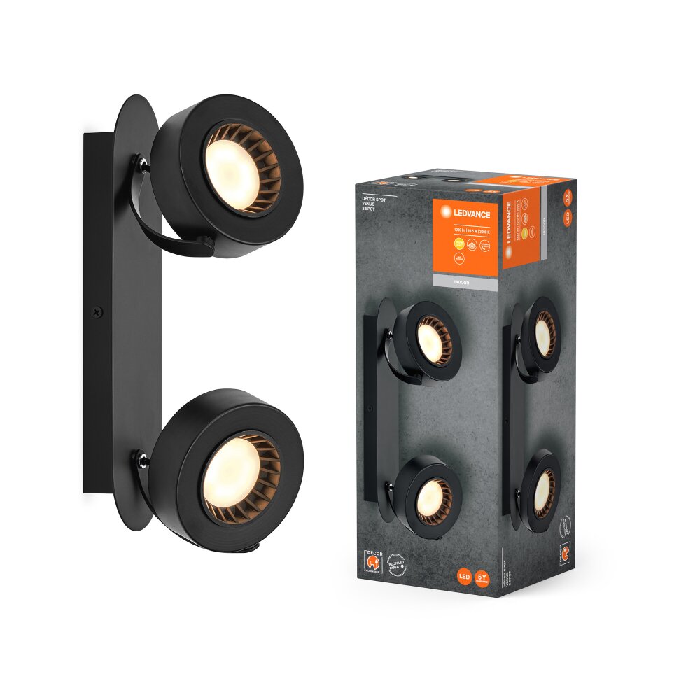 LEDVANCE Decor Deckenleuchte Schwarz, 2-flammig main product photo