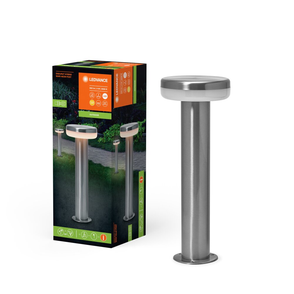 LEDVANCE Endura Außenstehleuchte Stahl gebürstet, 1-flammig main product photo