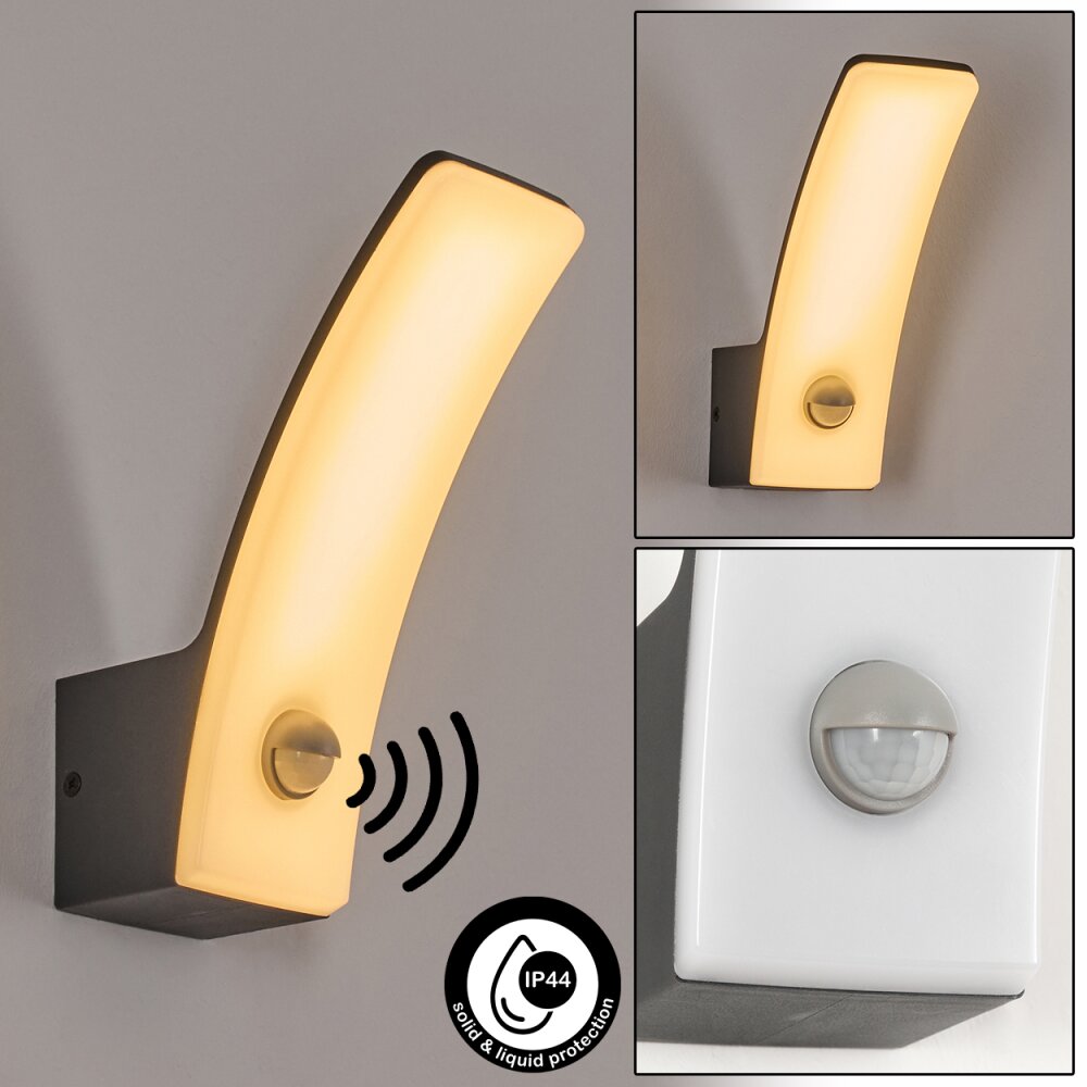 Azia Außenwandleuchte LED Anthrazit, 1-flammig, Bewegungsmelder main product photo