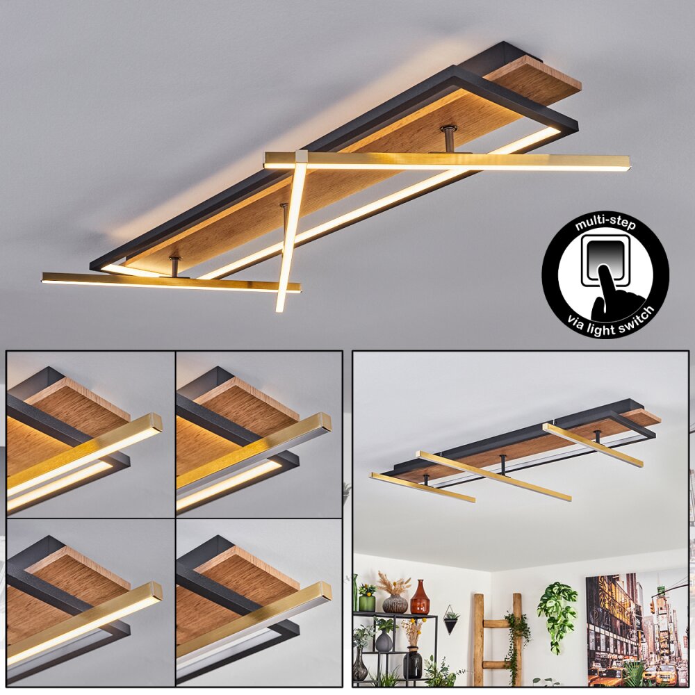 Cascada Deckenleuchte LED Messing, Naturfarben, Schwarz, 1-flammig main product photo