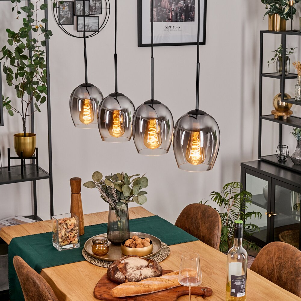 Vevino Pendelleuchte Glas 15cm Klar, Rauchfarben, 4-flammig main product photo