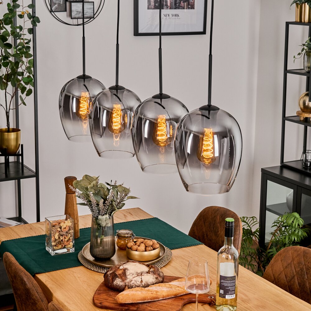 Vevino Pendelleuchte Glas 20cm Klar, Rauchfarben, 4-flammig main product photo