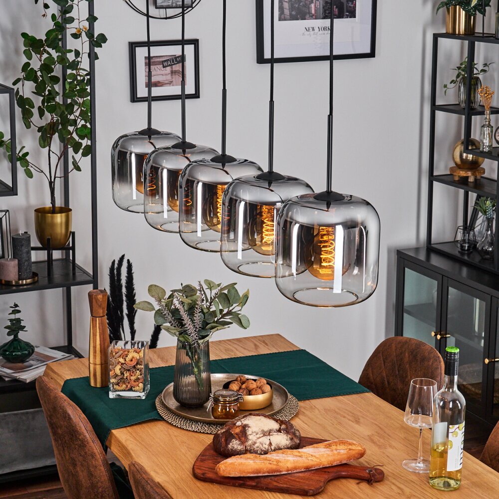 Lauden Pendelleuchte Glas 20cm Schwarz, 5-flammig main product photo