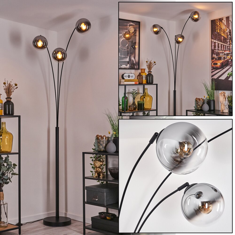 Gastor Stehleuchte Glas 15 cm Schwarz, 3-flammig main product photo