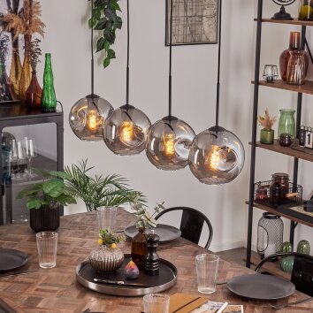 Ripoll Pendelleuchte Glas 20 cm Schwarz, 4-flammig