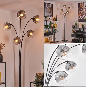 Ripoll Stehleuchte Glas 15 cm Schwarz, 5-flammig Ripoll Stehleuchte Glas 15 cm Schwarz, 5-flammig