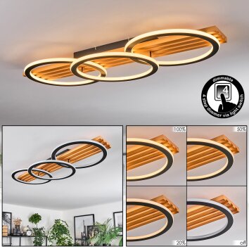 Pompu Deckenleuchte LED Naturfarben, Schwarz, 1-flammig