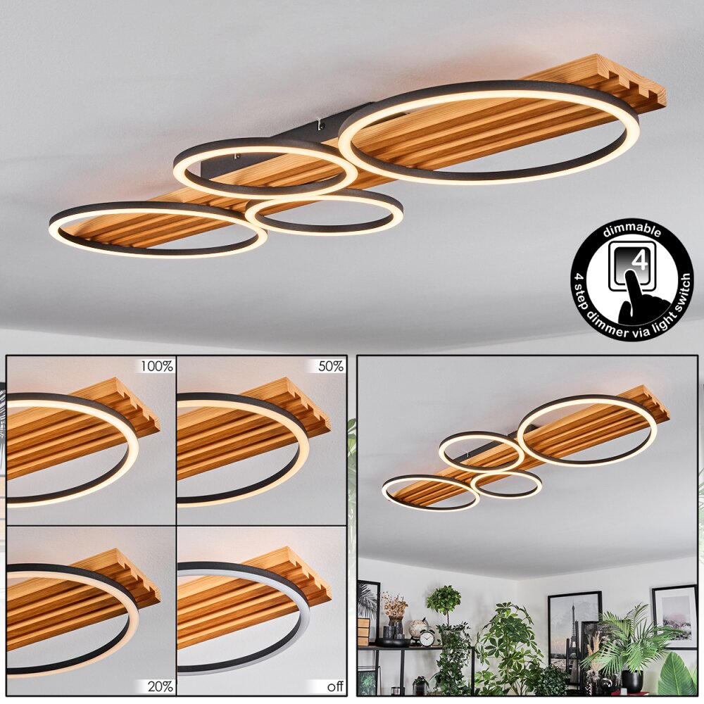 Pompu Deckenleuchte LED Naturfarben, Schwarz, 1-flammig main product photo