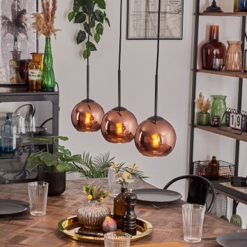 Koyoto Pendelleuchte Glas 15 cm Kupferfarben, 3-flammig