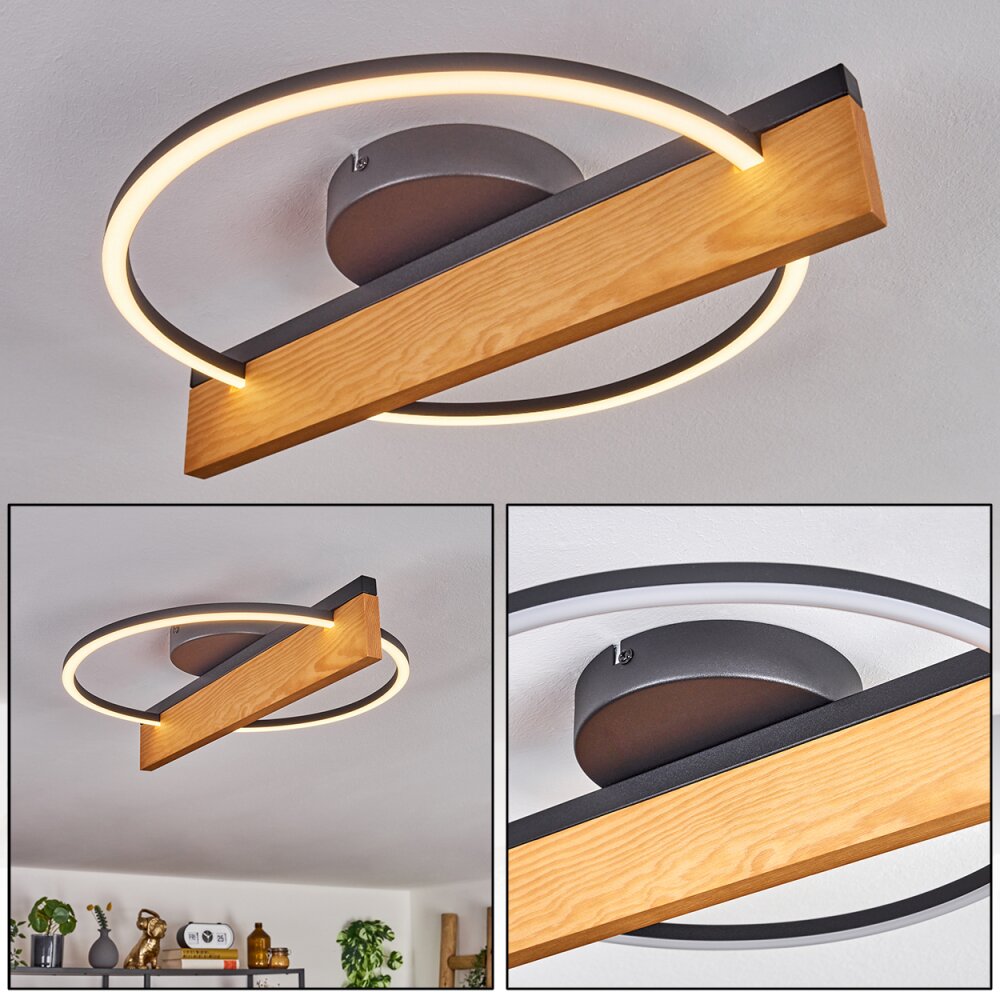 Pompu Deckenleuchte LED Naturfarben, Schwarz, 1-flammig main product photo