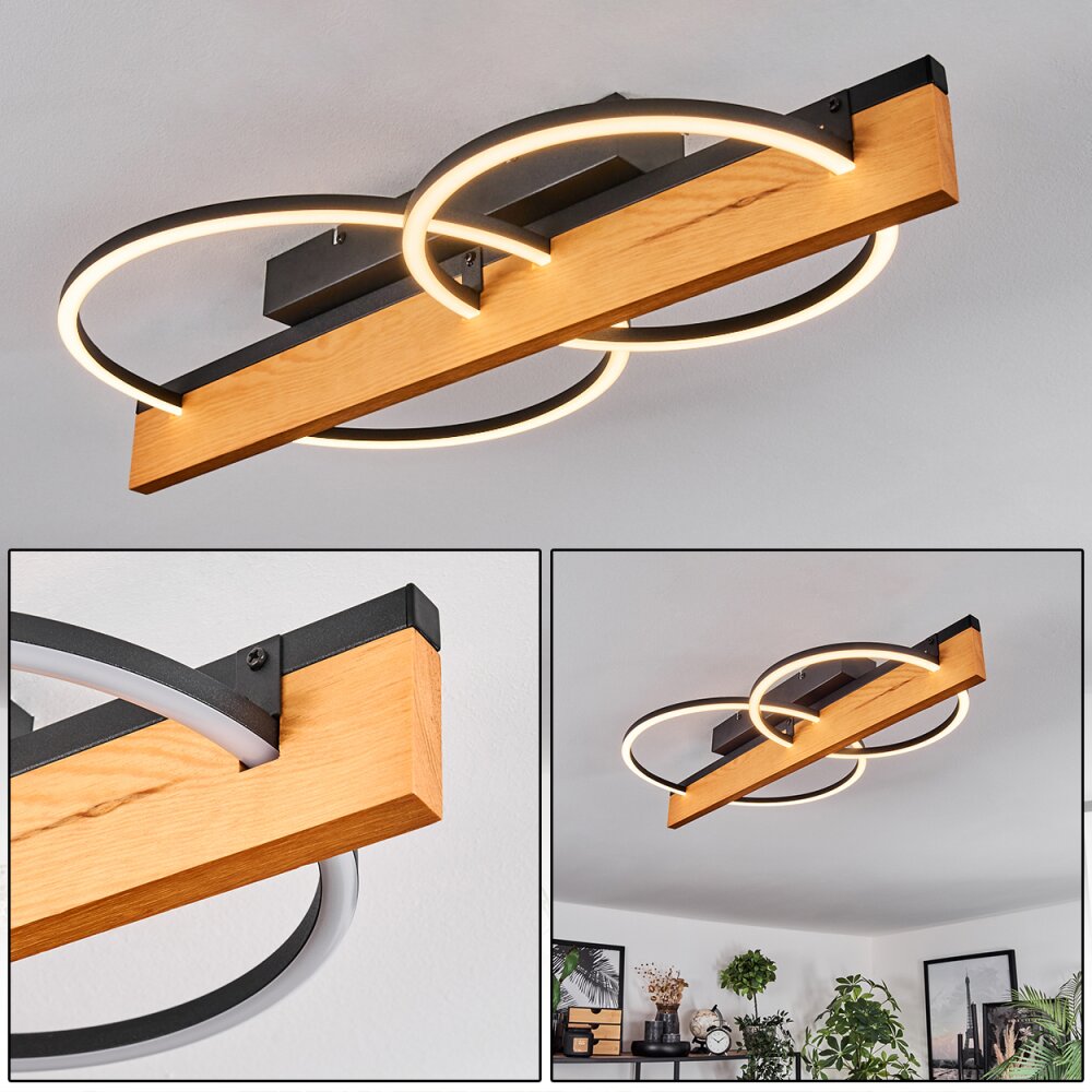 Pompu Deckenleuchte LED Naturfarben, Schwarz, 1-flammig main product photo