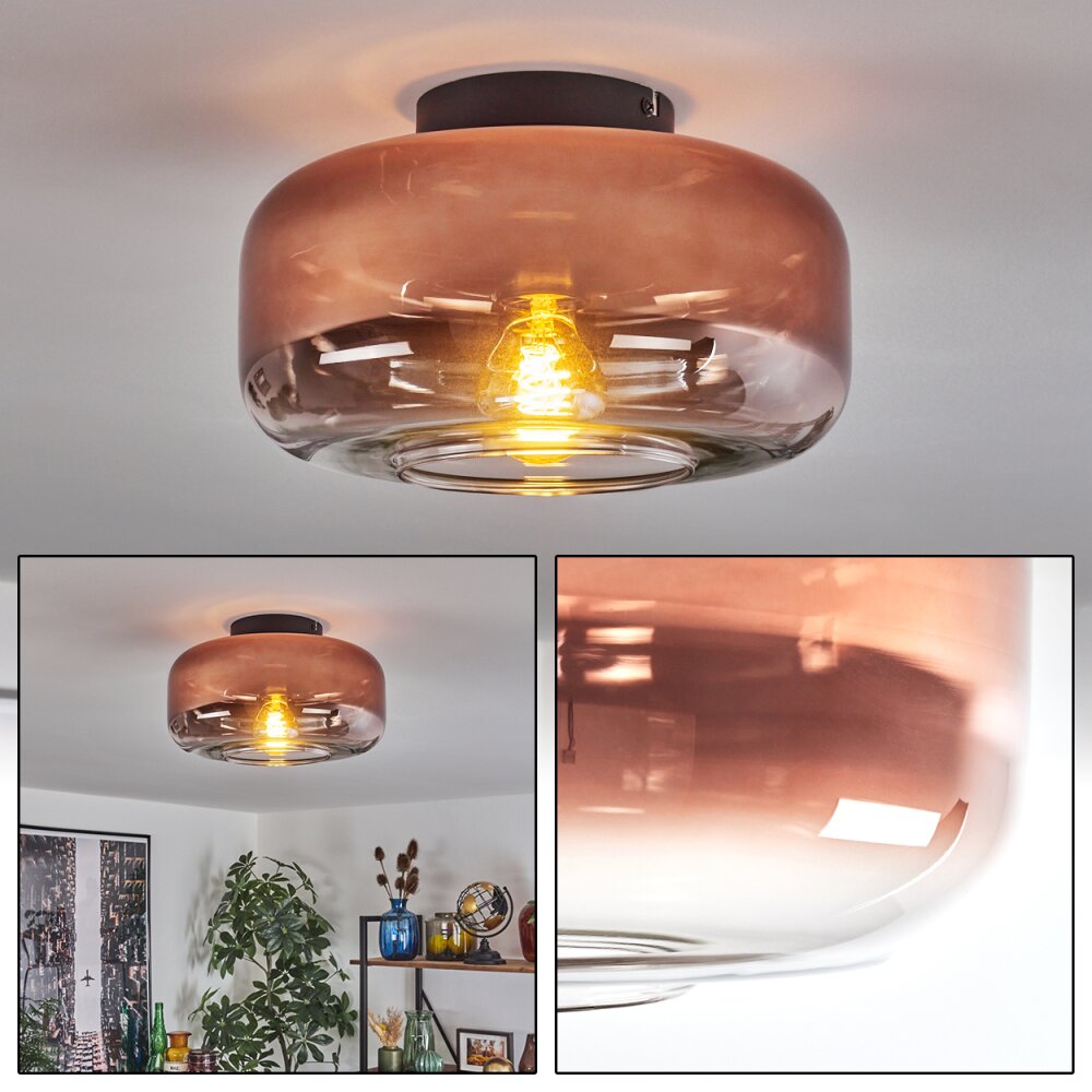 Boza Deckenleuchte Glas 28 cm Klar, Kupferfarben, 1-flammig main product photo